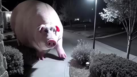 Must Watch: Huge pig caught on CCTV #scary #ai #foundfootage #horror
