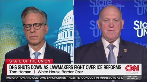 Homan confirms to Jake Tapper that the Democrats’ latest shutdown push will not hinder ICE