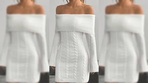 Off-Shoulder Cable Knit Bodycon Sweater Dress