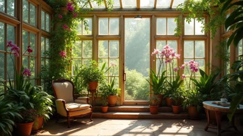 🌿🌸 Relaxing Jazz in a Blooming Garden Room | Relaxing Vibes 🌞🎶