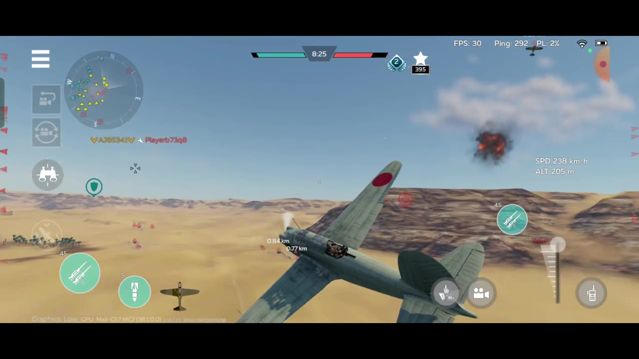 Ki-43 bombs and intercepts enemies - Japanese Tier 1 plane