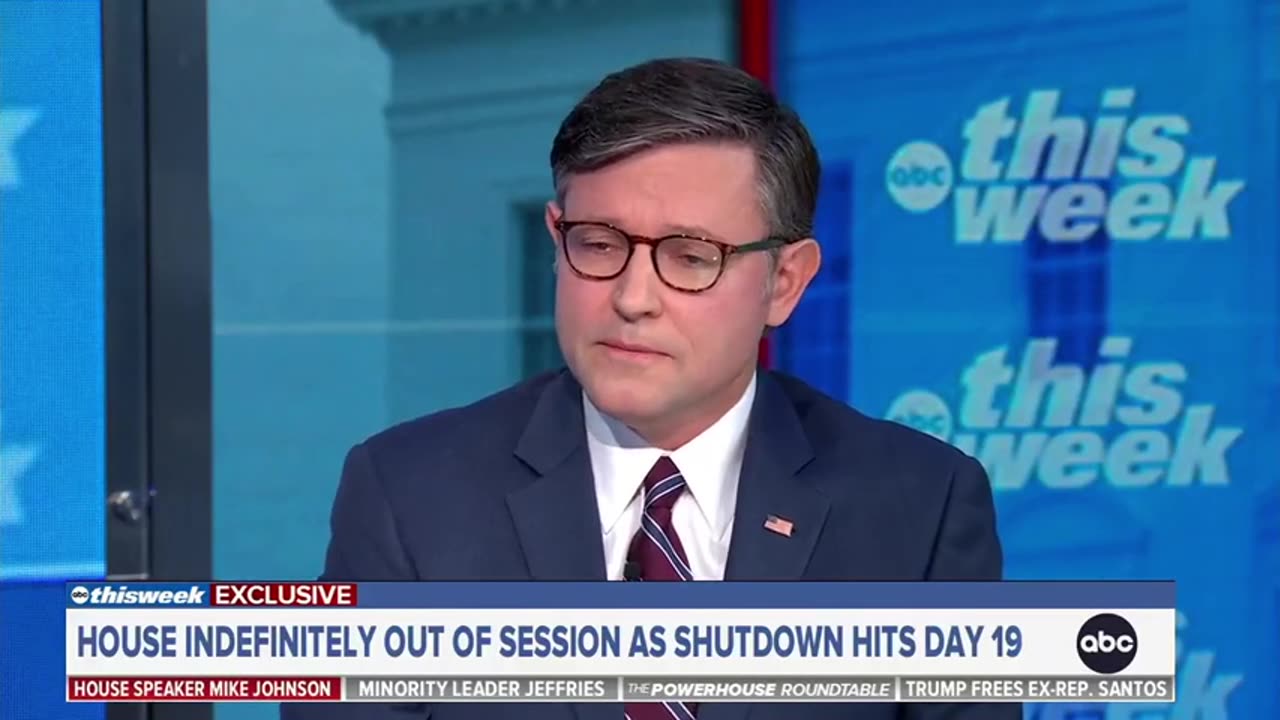 Speaker Johnson Battles ABC Host Over Government Shutdown #breakingnews