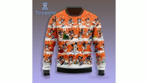 Denver Broncos Mickey Mouse Black Orange Ladies Ugly Christmas Sweater