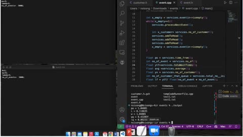 Student Work(Project)|COP 4634 C Programming – Event Loop Simulation Work Video |FGCU