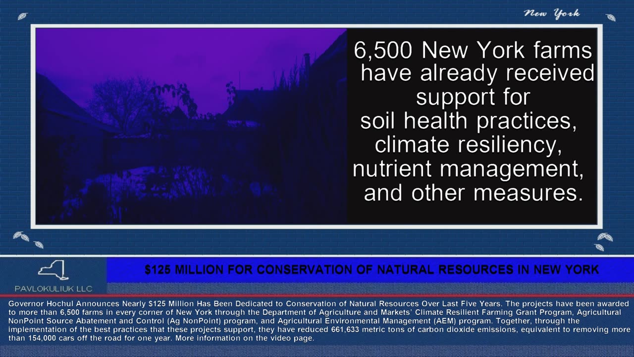 $125 Million for Conservation of Natural Resources in New York