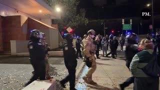 The incident occurred as federal police officers pushed out of the facility to remove