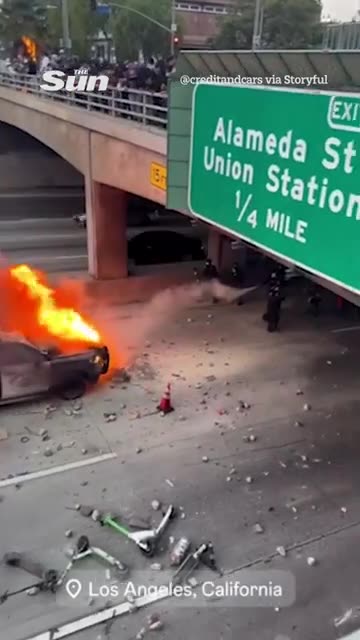 TERRORIST BURNING A POLICE CAR BETWEEN OTHER ACTS