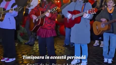 Christmas Carol in Timisoara, Romania in front of the Art Museu