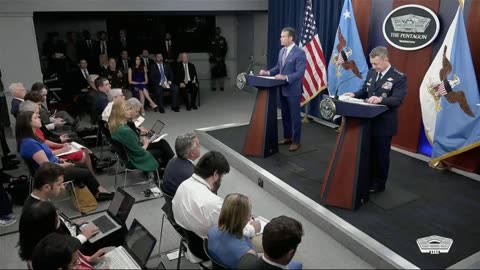 US defence chief Pete Hegseth and Chairman of the Joint Chiefs of Staff Dan Caine hold briefing at Pentagon - June 26, 2025