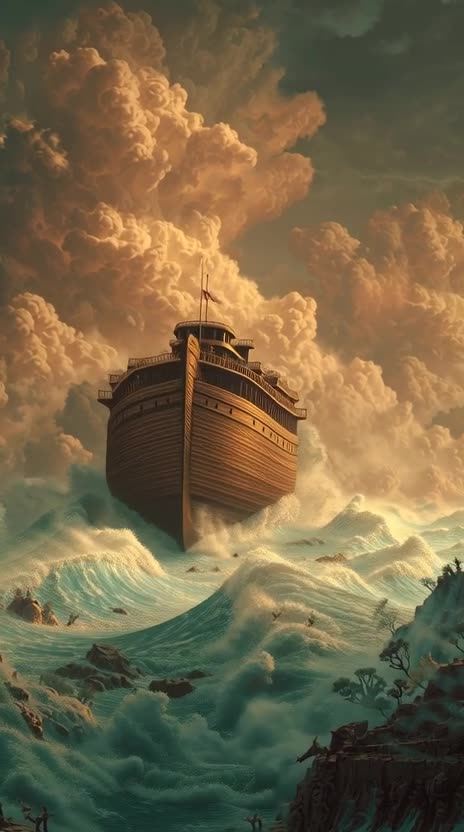 noahs ark flooting into the great flood