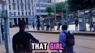 Muslim immigrants get told by the police to leave the city centre as he was caught harassing