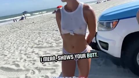 COPS HANDCUFF AND DETAIN WOMAN FOR WEARING A THONG ON THE BEACH❗