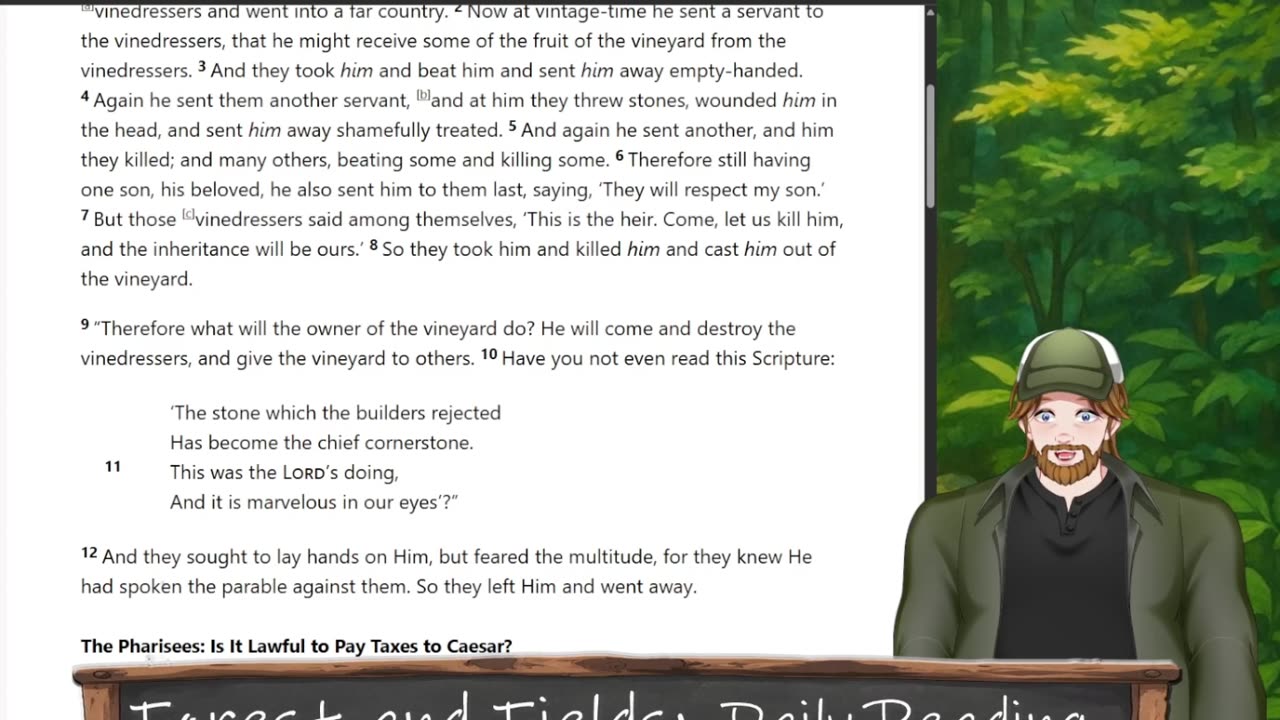 Forest and Fields Daily reading: Mark 12:1-17
