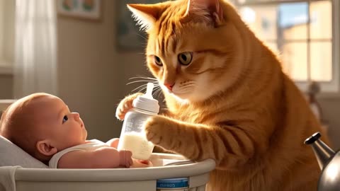 Big Orange picked up a baby#cat #catvideos #catlover