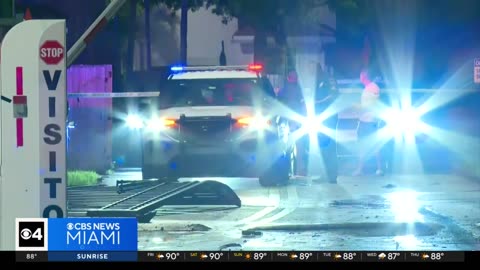 Home security cameras capture moments when car crashes through Miami Gardens gate after shooting