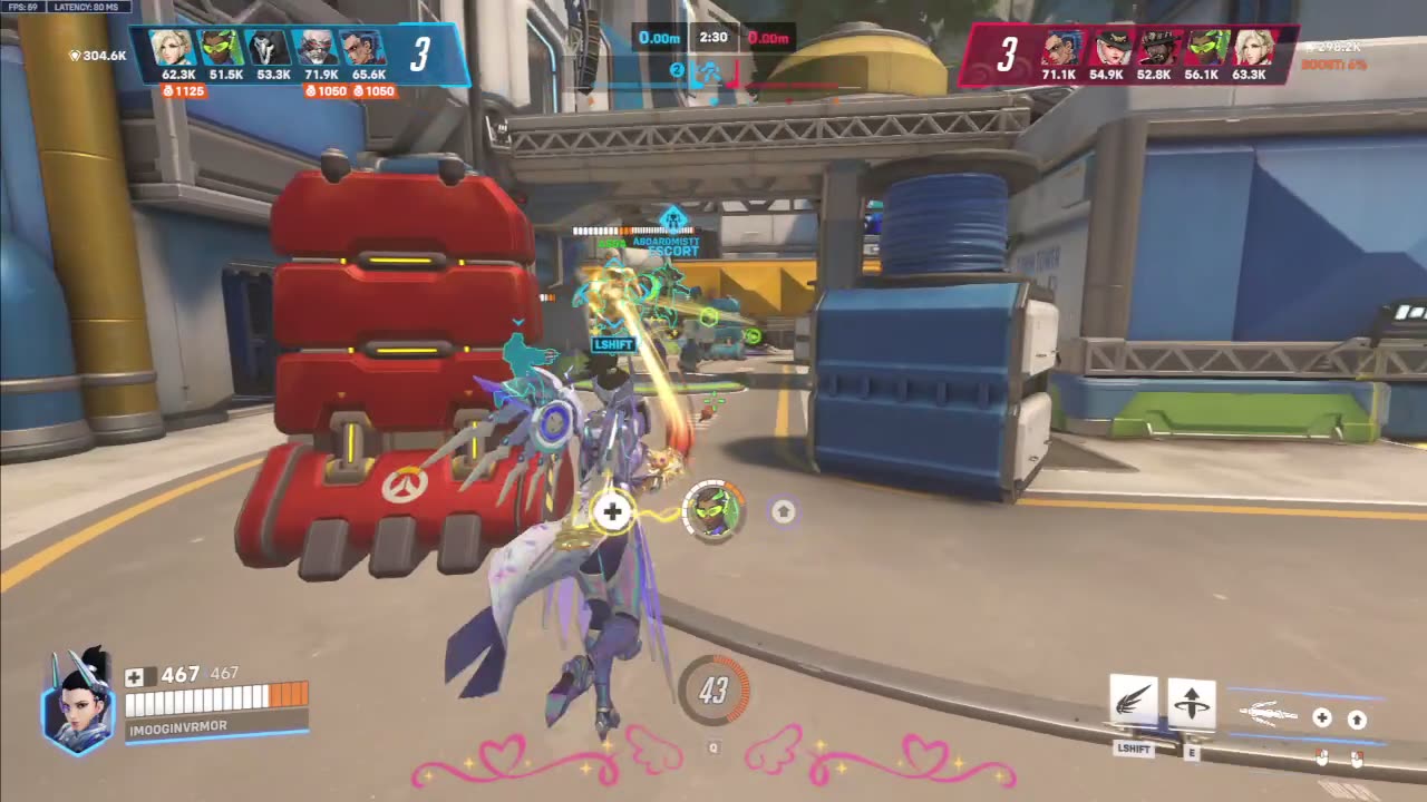 Holding left click, spamming shift, maybe right click ♡ Overwatch 2