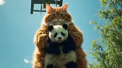 🚁🐱Fat Orange Cat’s Wild Mission Rescuing a Baby Panda😆🐼