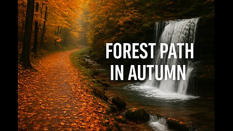 "Autumn Forest path & waterfall vibes| Relaxing nature Ambience"