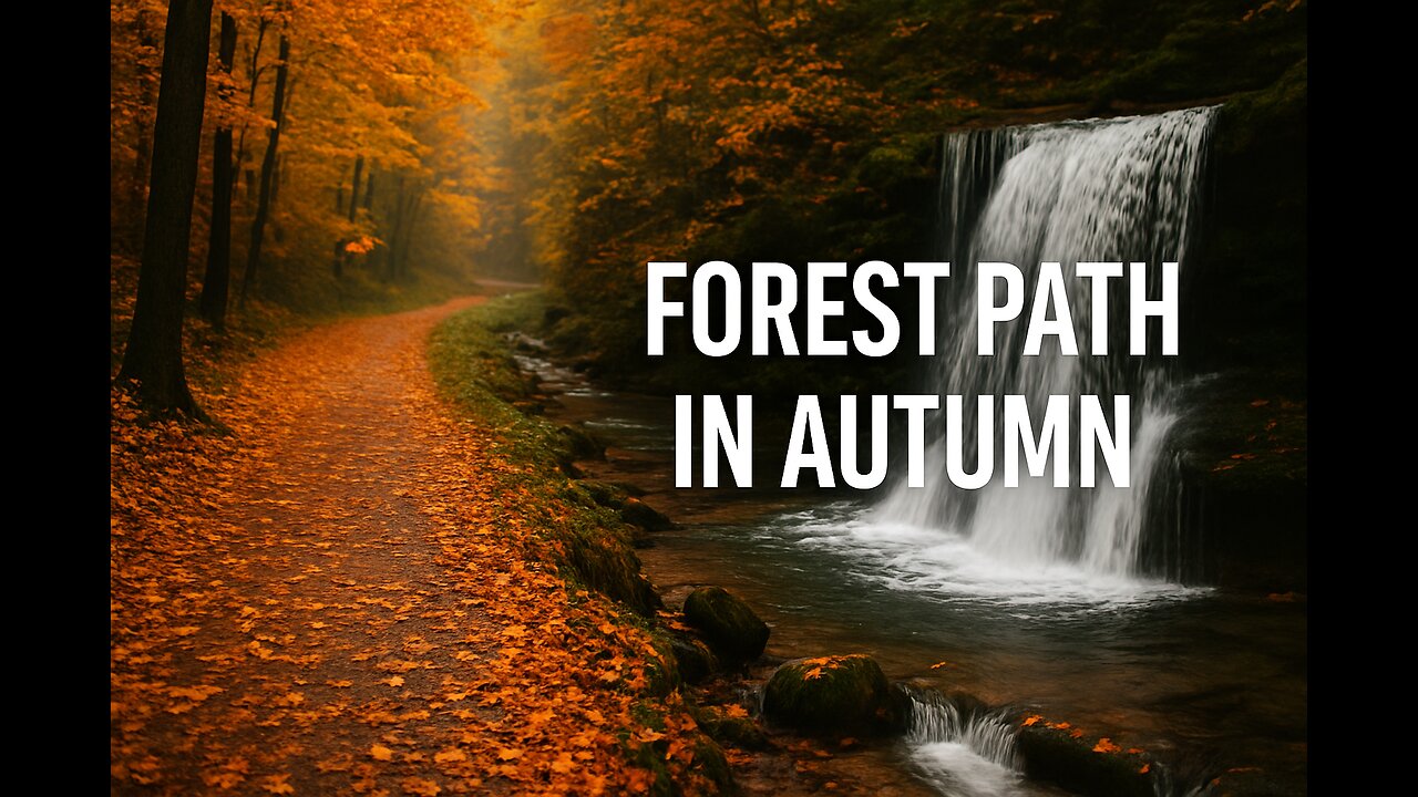 "Autumn Forest path & waterfall vibes| Relaxing nature Ambience"