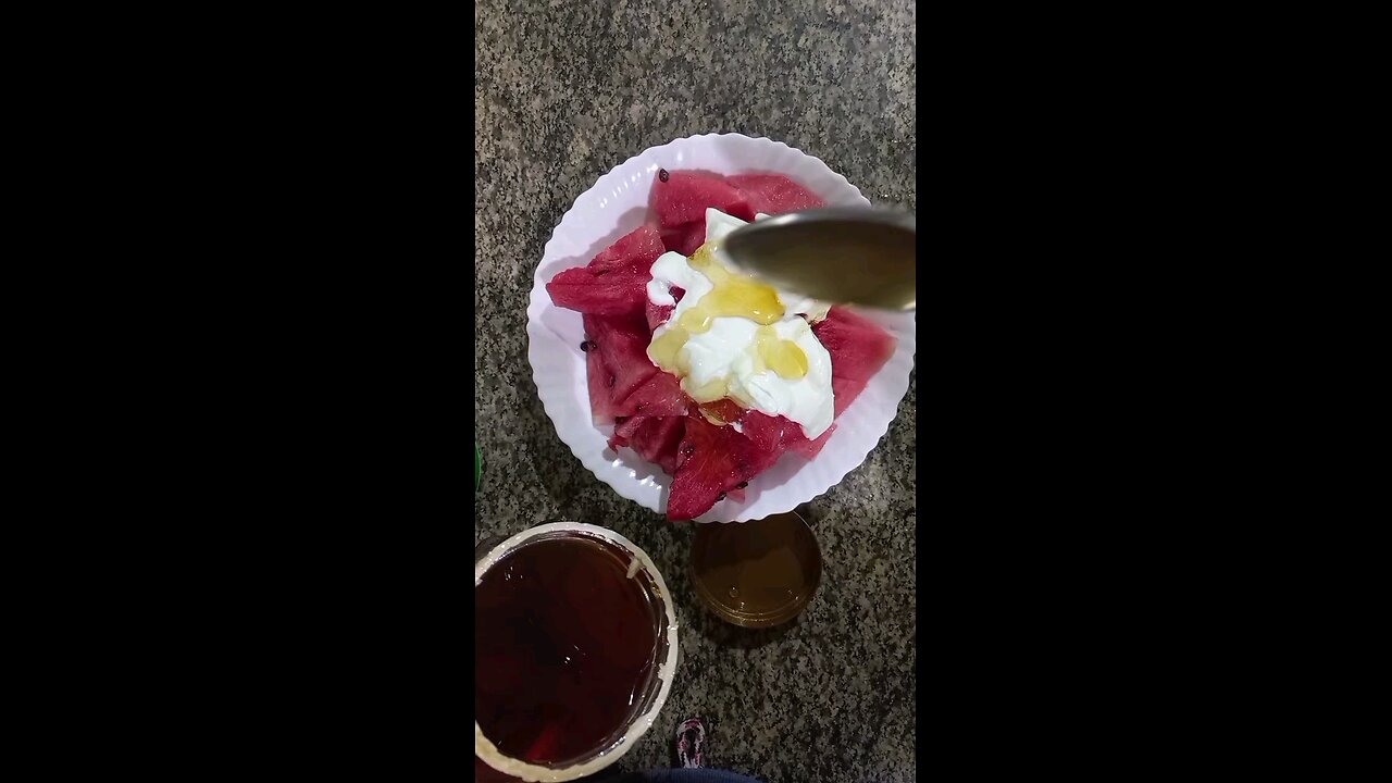 watermelon 🍉 with yoghurt and honey very healthy and more benefits