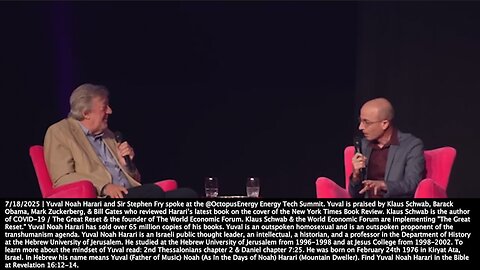 Yuval Noah Harari | "Now There Is Another Thing On the Planet That Can Maybe Invent New Kinds of MONEY. What Will Happen to Us When We Have to Deal With Billions of Better Story Tellers Than Us On the Planet." - 7/18/2025