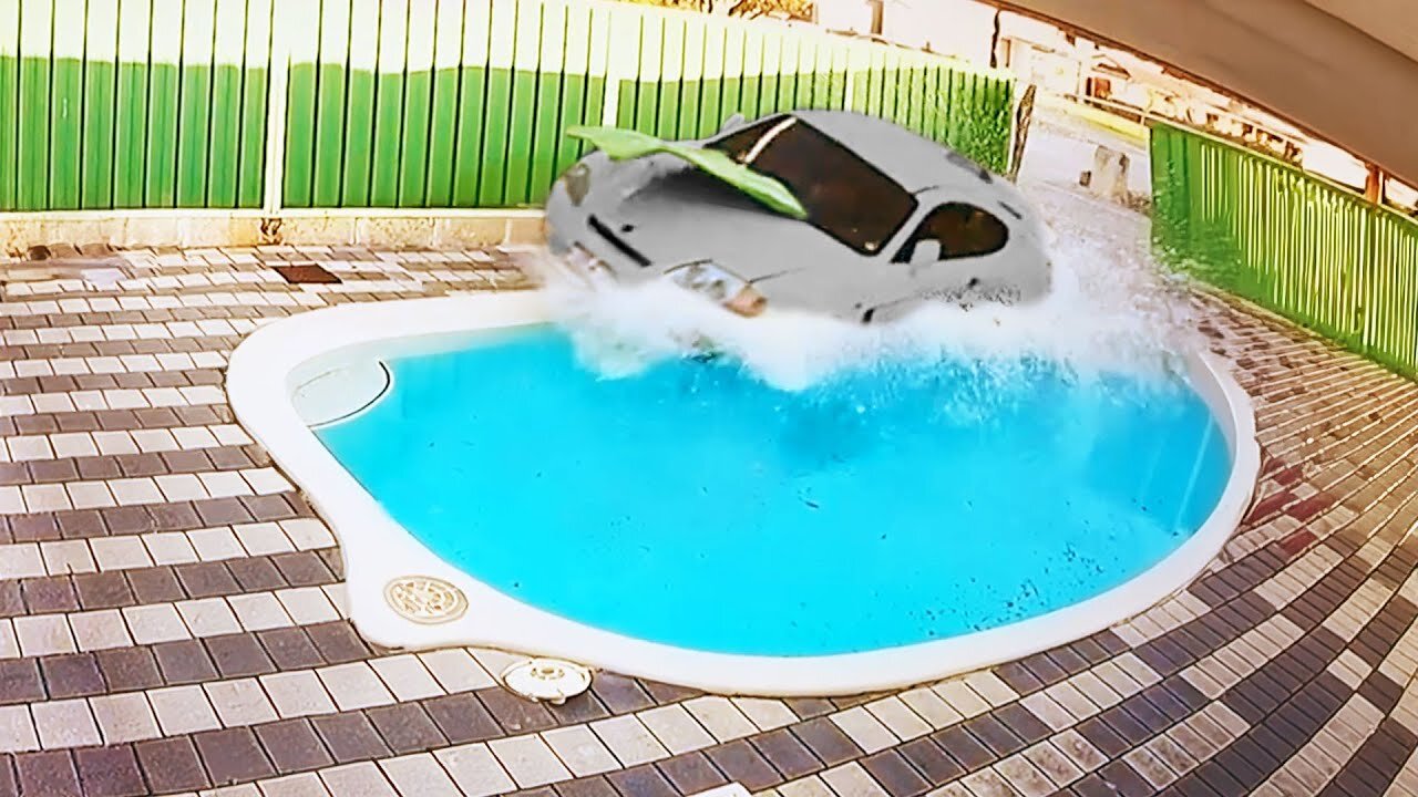 Car Crashes into Pool