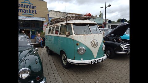 VW Splitty leaves local Classic Car Show Cornwall England