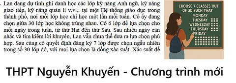 THPT Nguyễn Khuyến: Lan đang dự tính ghi danh học các lớp kỹ năng Anh ngữ, kỹ nănggiao tiếp, kỹ năng