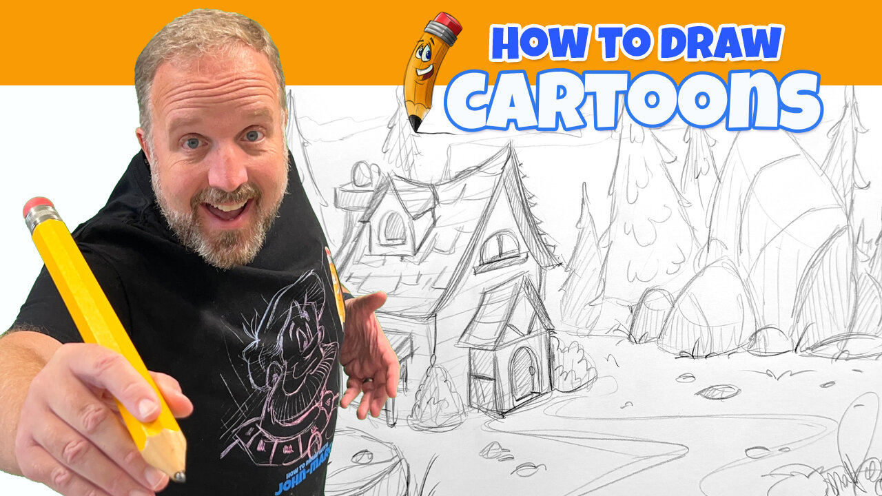 Cartoon house in the country