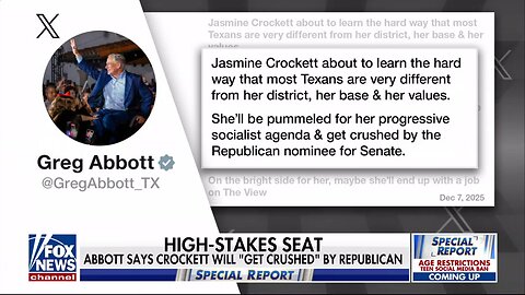 Texas Gov. Greg Abbott Says Jasmine Crockett Will 'Get Crushed' By GOP Nominee For Senate