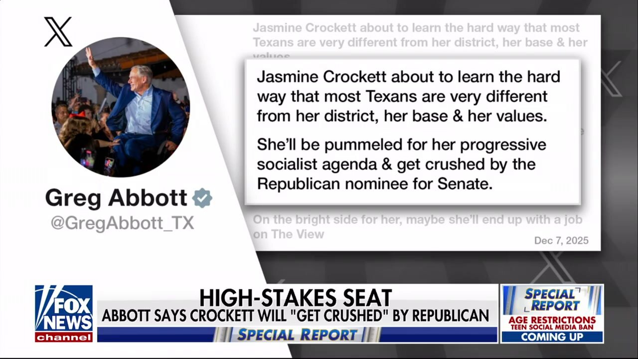 Texas Gov. Greg Abbott Says Jasmine Crockett Will Get Crushed By GOP Nominee For Senate