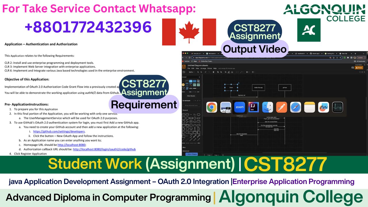 Client Work (Assignment)|CST8277 Assignment–OAuth 2.0 Integration with Twitter API|Algonquin College