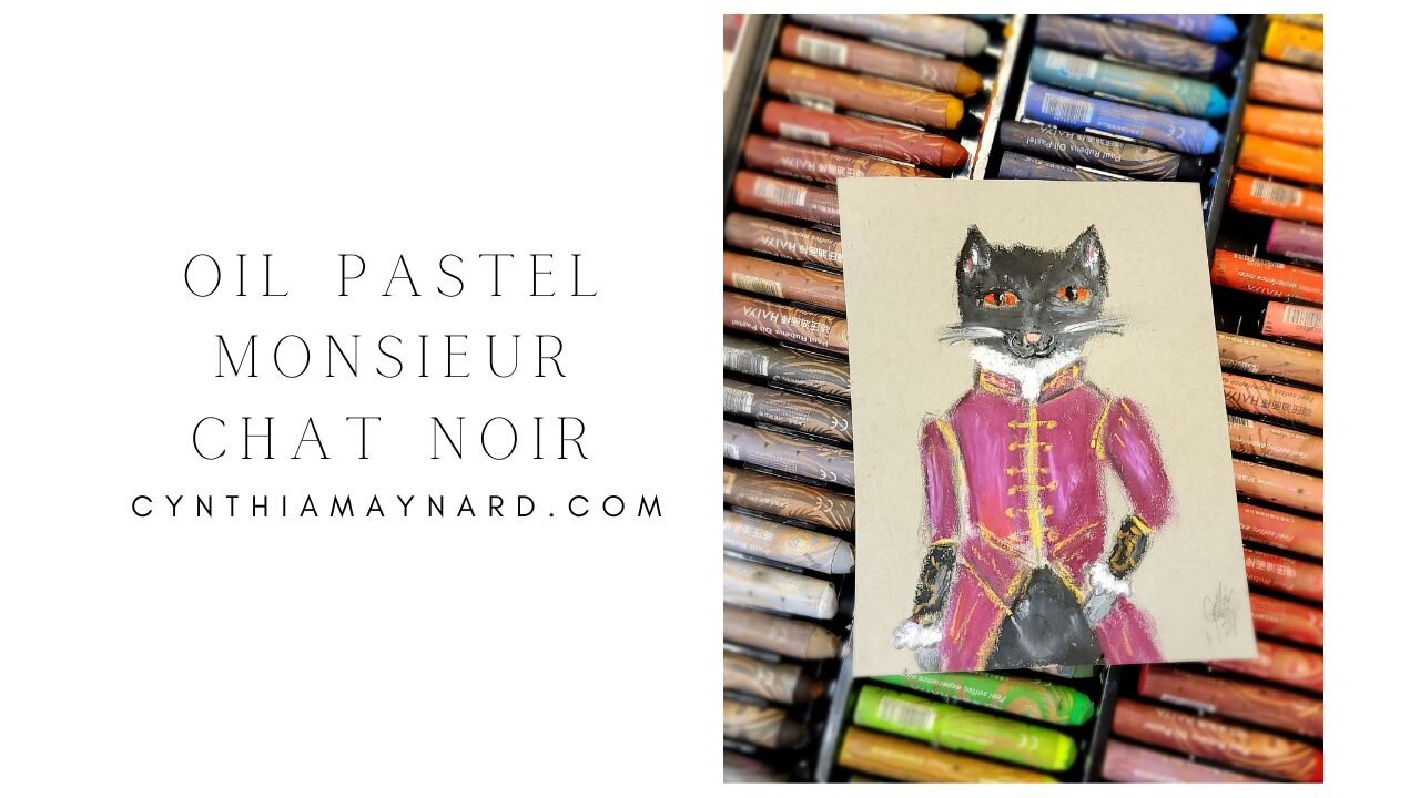 Oil Pastel Vampire Cat Painting