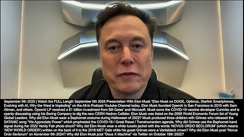 Elon Musk | "What We Need Is Some Coherent Philosophy That People Can Be Excited About. For Me It's a Philosophy of Curiosity." - Elon Musk (9/9/2025) + What Does Colossians 2:8 Say? + Human AI Symbiosis?