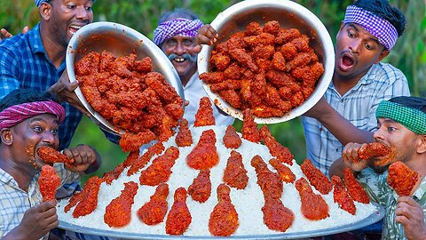 HICKEN LEGS EATING | Fried Chicken Legs with Tomato Sauce | How to Make Tomato Sauce Village Style