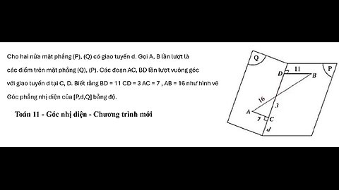 Toán 11: Góc nhị diện: Cho hai nửa mặt phẳng (P), (Q) có giao tuyến d. Gọi A, B lần lượt là các