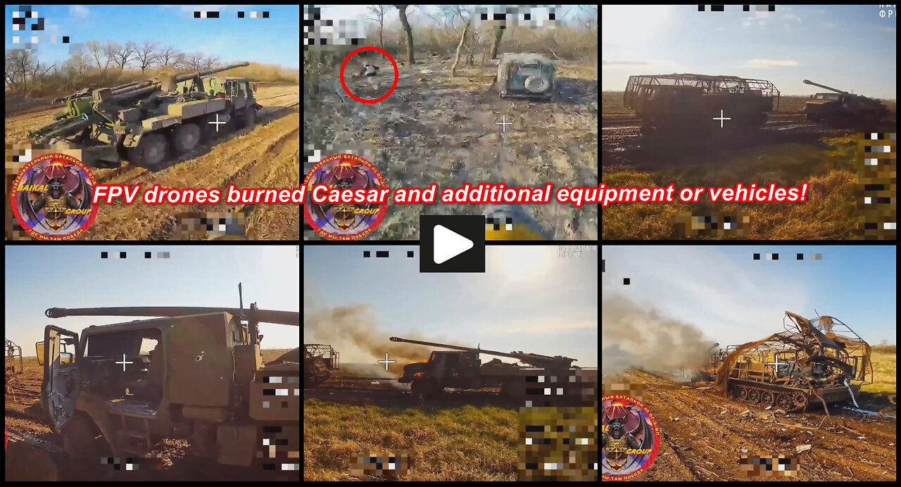 South Donetsk: Russian wired FPV drones burn CAESAR self-propelled gun
