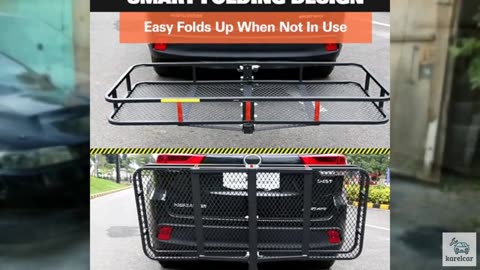 WEIZE Folding Hitch Mount Cargo Carrier Basket 60" x 20" x 6" with Waterproof Ba