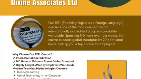 Teach English worldwide with Divine Associates Ltd’s accredited TEFL certification.