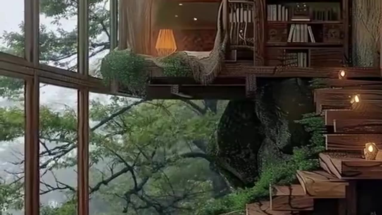 Rainy Day Retreat with Glass Walls, Fireplace.