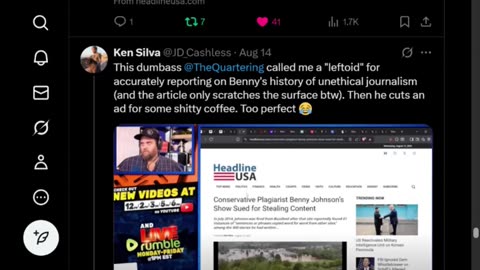 Conservative Plagiarist Benny Johnson’s Show Sued for Stealing Content