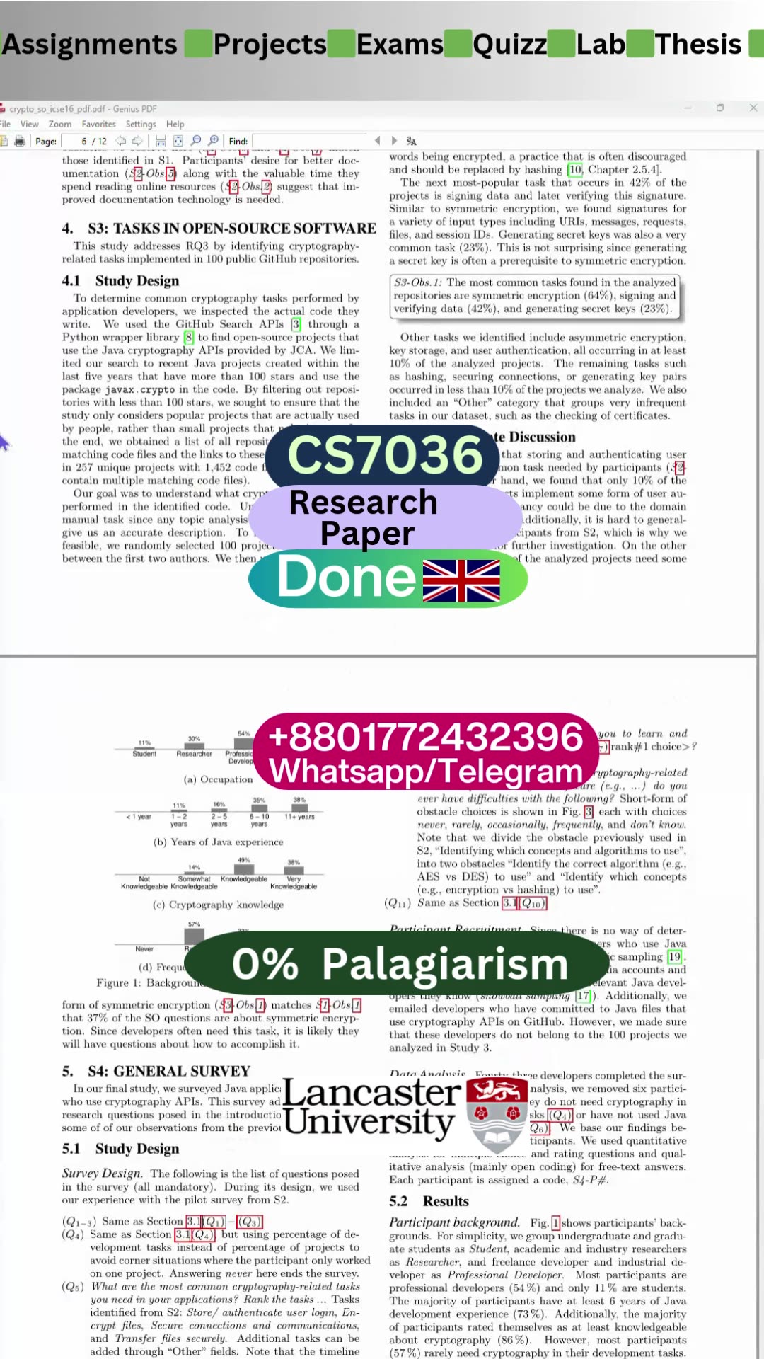 Student Work (Research Paper) | CS7036 Java Cryptography UX Snippet | Lancaster University