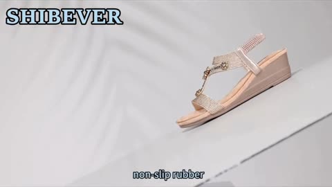 SHIBEVER Womens Wedge Sandals Flower Low Heel