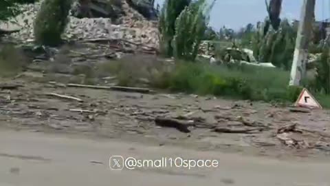Russian Soldier Driving Through Ruins of Bakhmut(Prewar Population 75,000)