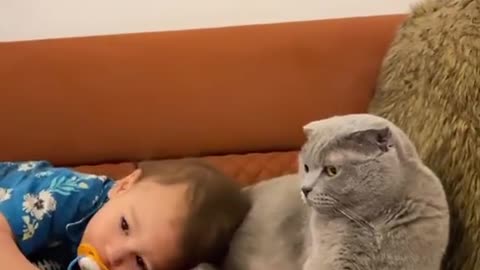 "Baby and Cat Best Friends Forever ❤️"