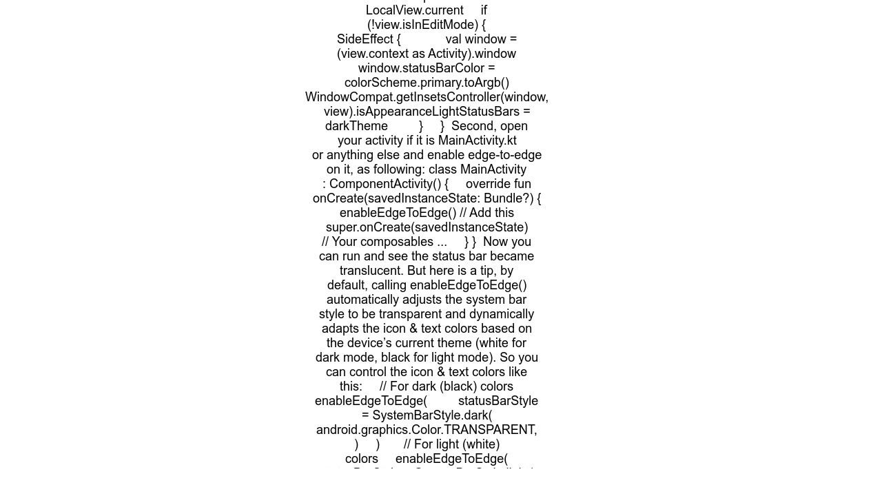 How to implement transparent status bar in Jetpack Compose Android