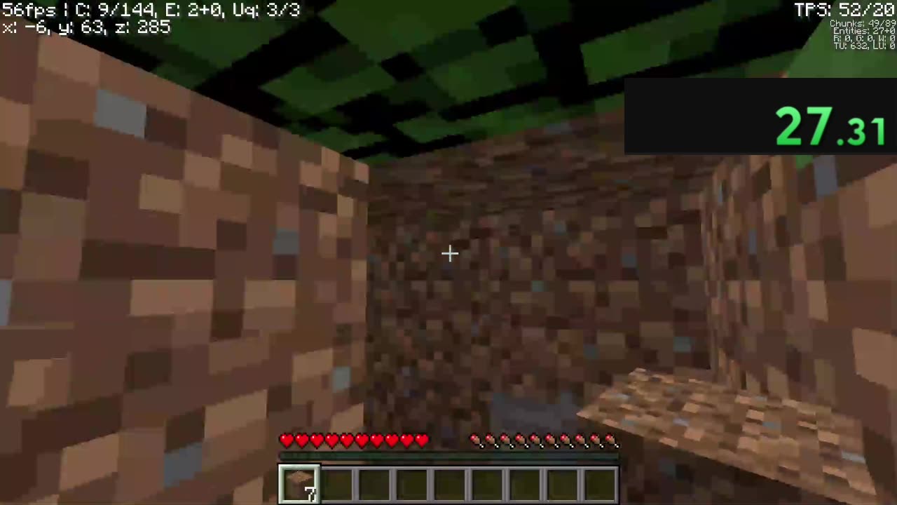 Minecraft 1.8 Speedrun dirt house (27.31)