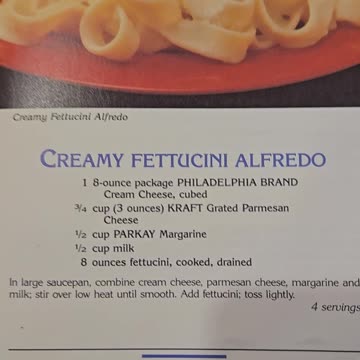 Recipe for Fettuccine Alfredo