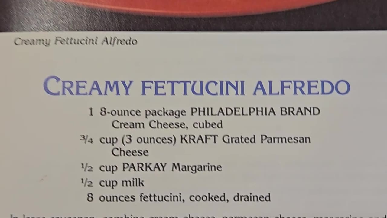Recipe for Fettuccine Alfredo