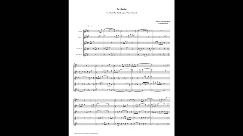 J.S. Bach - Well-Tempered Clavier: Part 2 - Prelude 12 (Flute Quintet)